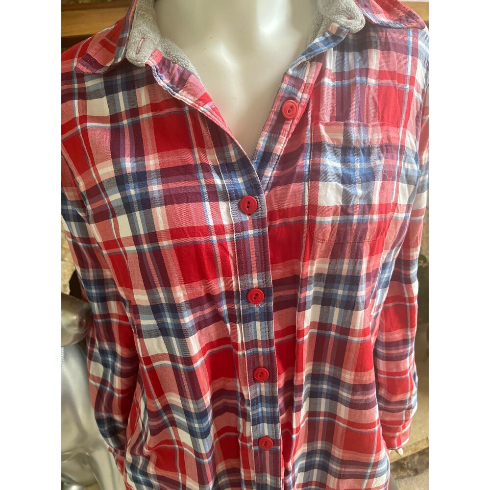 L.L. Bean Fleece Lined Button Down Long Sleeve Shirt Jacket Women's Size M - Picture 2 of 6